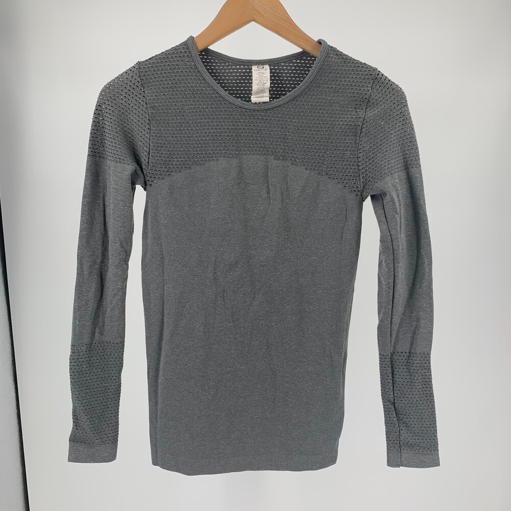 Fabletics gray seamless athletic long sleeve top xs